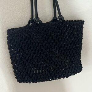 Clare Vivier black woven tote SANDY leather straps